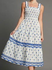 Cyflymder  Women s Boho Floral Print Sleeveless Maxi Dress with Adjustable Spaghetti Straps for Summer Beach Vacation Style