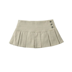Cyflymder American Retro Pleated Mini Skirt Women Sexy Low Waist Summer Skirts Cool Girl Y2K saia