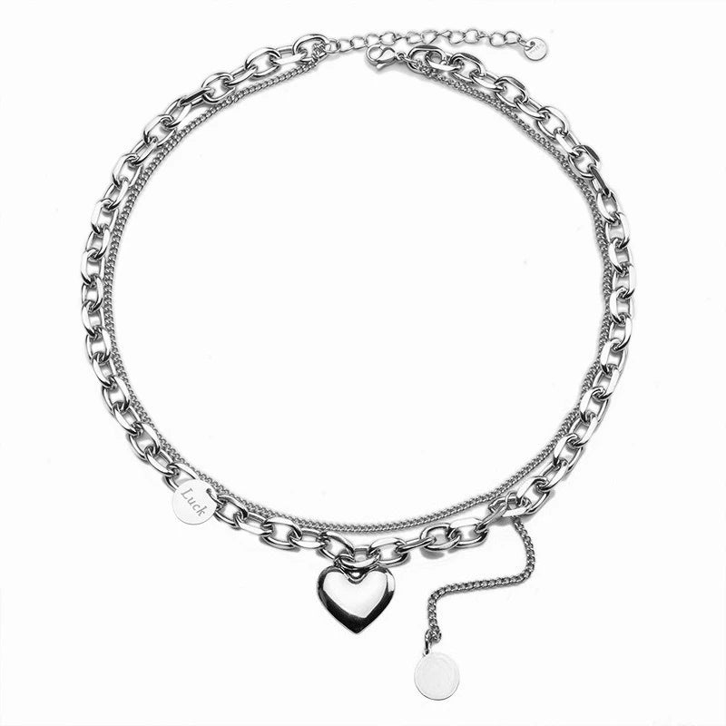 Cyflymder  New Love Necklace For Women Hip Hop Streetwear Light Luxury Choker Colorproof Layered Chain Gift