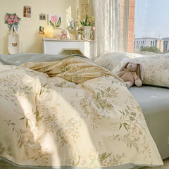 Cyflymder  Rural Floral 100% Cotton Comfort Set Skin-Friendly Non Fading Fitted Sheet Quilt Cover 200X230Cm Bedclothes for All Seasons
