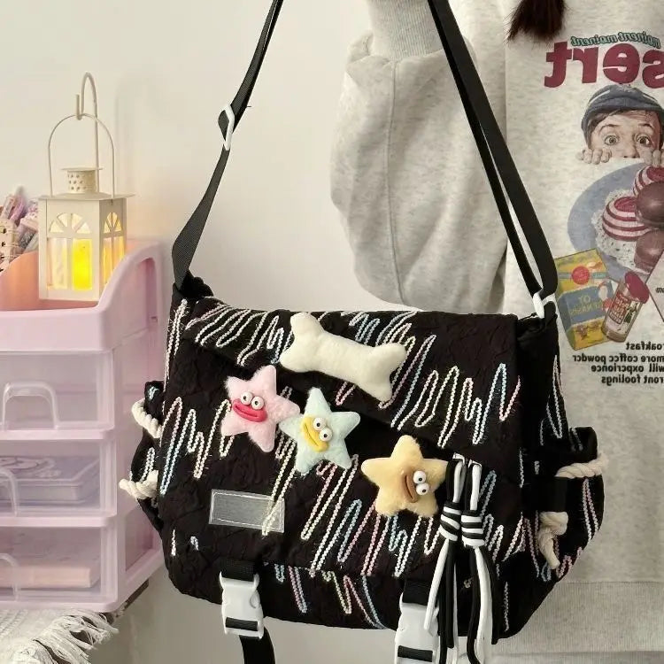 Cyflymder  Stylish Backpack Large Capacity Crossbody Bag for School Commuter, Soft Girl Casual Backpack or Shoulder Bag