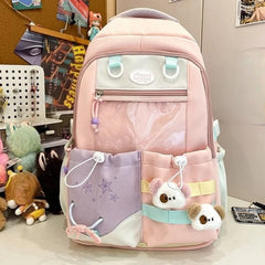 Cyflymder  Patchwork Contrast Color Kawaii Chic Schoolbags High-capacity Preppy Pockets Backpack All Match Y2k Backpacks for Women Students