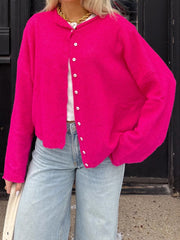 Cyflymder  Stylish Women s Knit Cardigan with Long Sleeves and Button Closure - Versatile Solid Color Loose Fit Sweater for Fashionistas