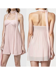 Cyflymder  Elegant Women s Strapless Dress with Matching Scarf - Stylish Off Shoulder Solid Color Tube Top Mini Dress for Summer