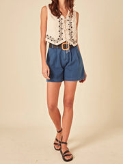 Cyflymder  Women s Boho Embroidered Sleeveless V Neck Tank Top Floral Print Loose Fit Summer Shirt Blouse Camisole Tops