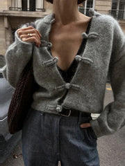 Cyflymder   Casual Knit Cardigan Women O Neck Long Sleeves Single Breasted Knot Sweater Female Autumn Winter New Chic Solid Knit Outfit