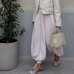 Cyflymder  Fashion Loose Drawstring Jogger Balloon Pants Women Casual Elastic Waist Baggy Pants for Daily Life Vacation Trouser