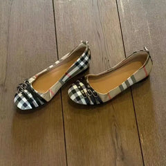 Cyflymder   summer new French retro plaid double belt buckle round toe shallow mouth single shoe versatile ballet Mary Jane shoes