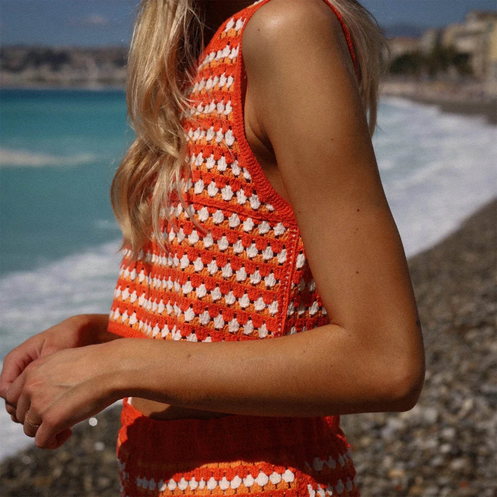 Cyflymder  y2k 2 Piece Set Women Contrast Color Striped Sleeveless Knitted Tank Tops and High Waist Shorts 2000s Beach Streetwear