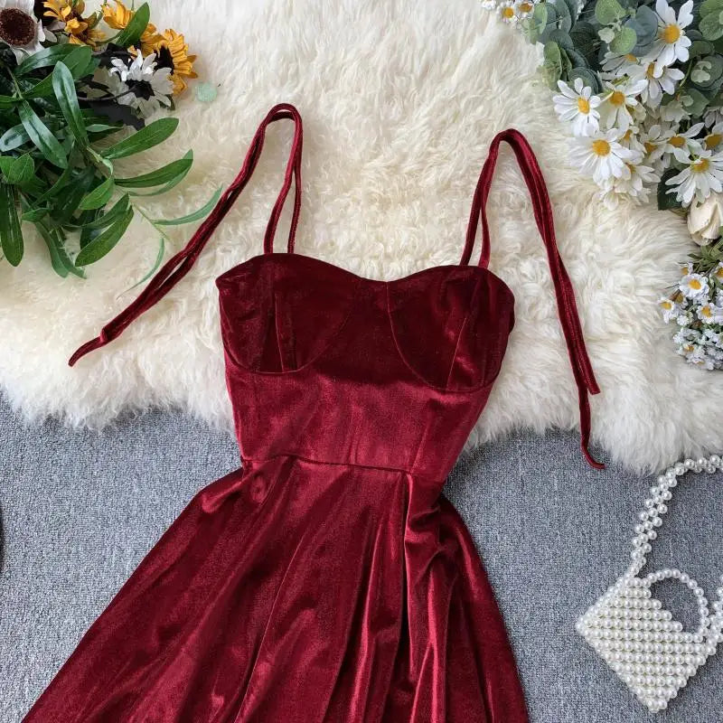 Cyflymder NEW YEAR DRESS TO IMPRESS Chic Fashion Sexy Straps Mini Dress Women High Waist Y2K Christmas Red Party Dress Korean Streetwear Autumn Vestidos