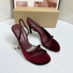 Cyflymder  Summer Sexy Open Toe High Heels Women Sandals Cross Strap Design Velvet Back Strap Elegant Banquet Wedding Dress Shoes