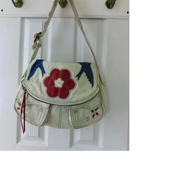 Cyflymder  Harajuku Flame Floral Aesthetic Saddle Bag Women Fashion Versatile Shoulder Crossbody Purse Ladies Commuter Spacious Tote Bag