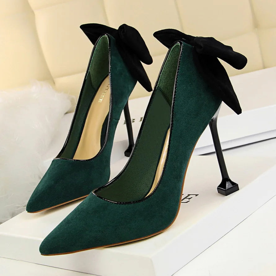 Cyflymder Shoes Bowknot Female Kitten Heels Suede Women Pumps Spring New High-heels Fashion Sweet Ladies Shoes Luxury Pumps