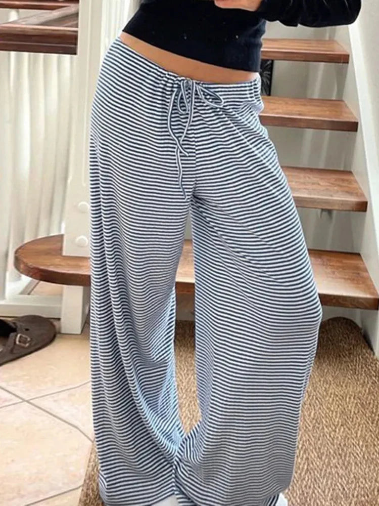 Cyflymder  Women Wide Leg Pants K Style Casual Trousers with Ripped Details Natural Waist Full Length All Season Daily Wear