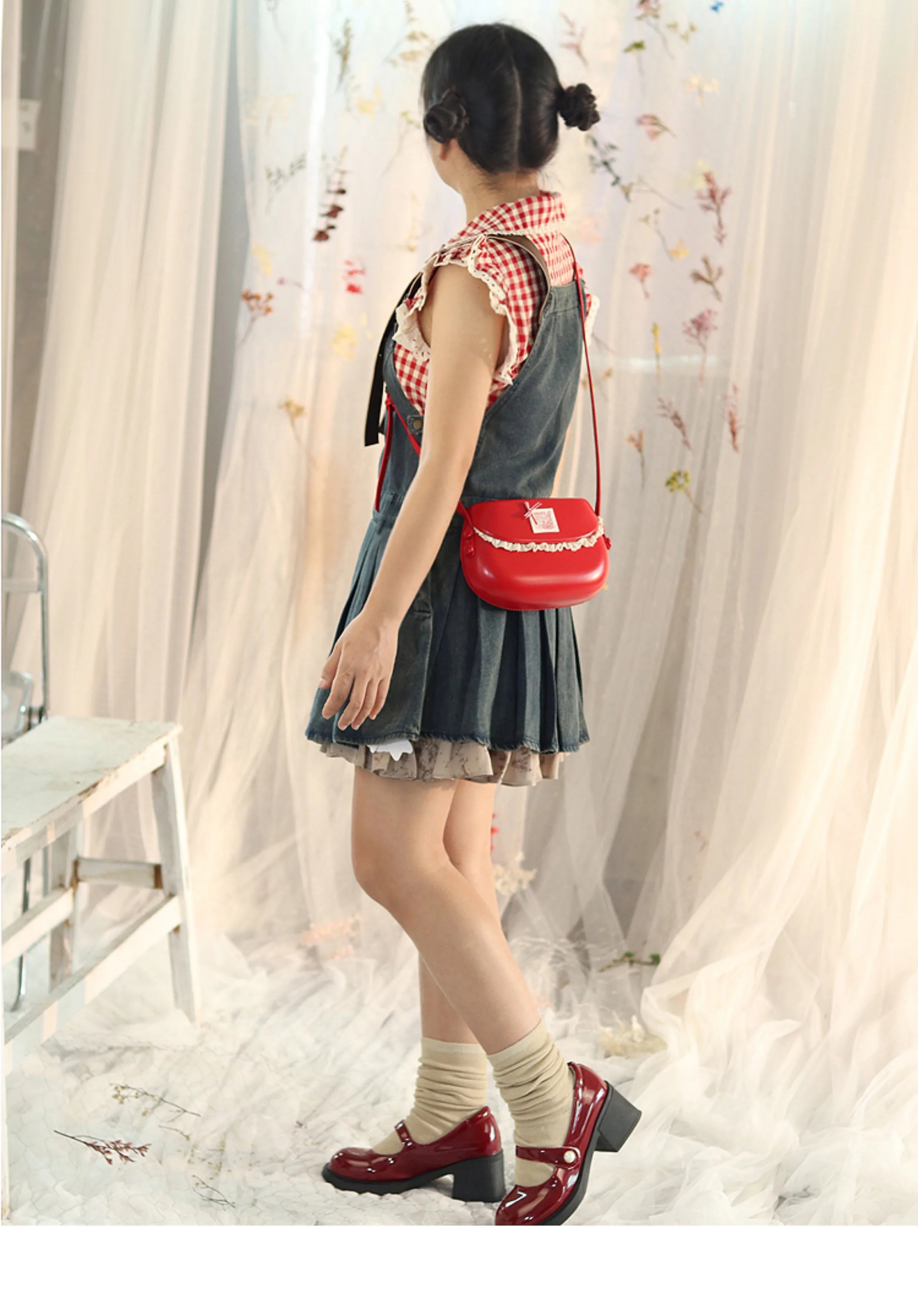 Cyflymder  Harajuku Red Messenger Bag Women 2025 Sweet Cute Retro Leather Casual Crossbody Bags Ladies Fairy Core Aesthetic Mini Bag Y2k