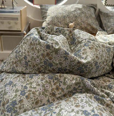 Cyflymder  Romantic vintage green flower bedding set,twin full queen king pastoral floral cotton home textile sheet pillow case quilt cover