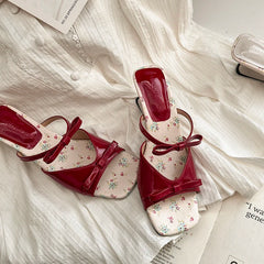 Cyflymder  On A Wedge Butterfly-Knot Female Shoes Slippers Heels Slides 2025 High Summer Butterfly-knot Scandals Sweet Butterfly-Knot Slipp