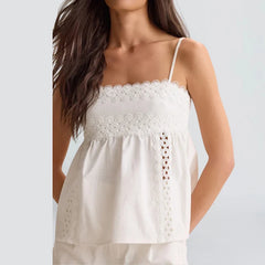 Cyflymder   Casual Vacation Women 2 Piece Set Sexy Off Shoulder Camisole Top and Shorts Suit Simple Solid Color Backless Hollow Beach Outfit