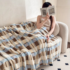 Cyflymder  Fall Winter Classical Plaid Warm Blanket Super Soft Synthetic Sea Otter Fleece Blankets Multi-Purpose Thickened Cozy Nap Blanket