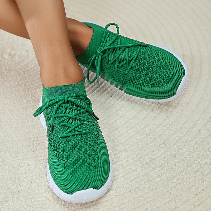 Cyflymder Mesh Breathable Soft Sole Sneakers Women Lightweight Non-Slip Running Walking Shoes Woman 2024 Spring Casual Lace Up Flats Shoes