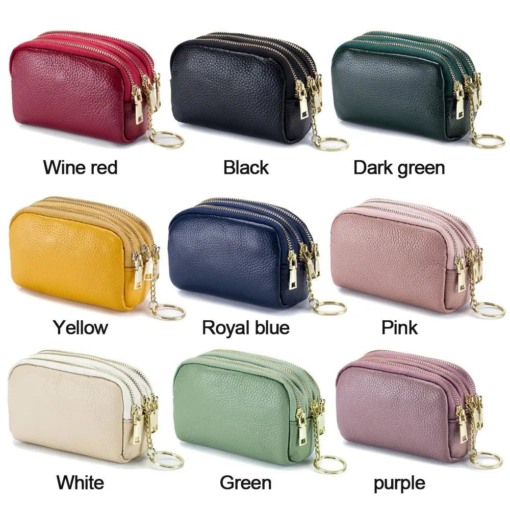 Cyflymder Genuine Leather Mini Pocket Zipper Small Money Bag Female Wallet Women Wallet Purse Short Card Coin Key Holder Change Pouch