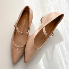 Cyflymder  Woman Shoes Height Increase 7CM Pointed Head Shallow Mouth Shoes Women's Retro Style Patent Leather Thick Heel Mary Jane Shoes