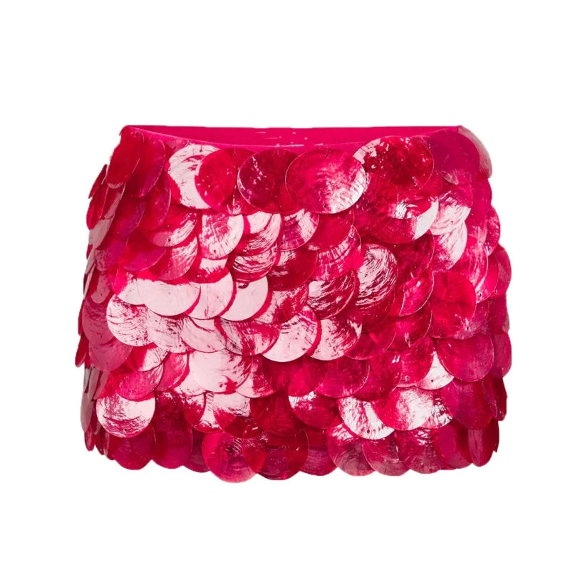 Cyflymder  Women's Y2K Chic Luxury Glitter Sequined Layered Mermaid Short Mini Skirts Side Zipper High Waist Bodycon A-line Skirts