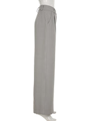 Cyflymder  Casual Solid Straight Suit Pants Basic High Waisted Wide Leg Pants Women Autumn Spring Fashion Streetwear Ladies