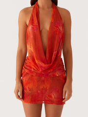 Cyflymder  Elegant Floral Print Sleeveless Maxi Dress with V-Neckline and Ruffled Hemline for Summer Wedding Guest Outfit