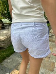 Cyflymder  Casual Slim Striped Shorts Holiday Basic Folds Low-Waisted Shorts Women 2025 Summer Fashion Streetwear Ladies Office