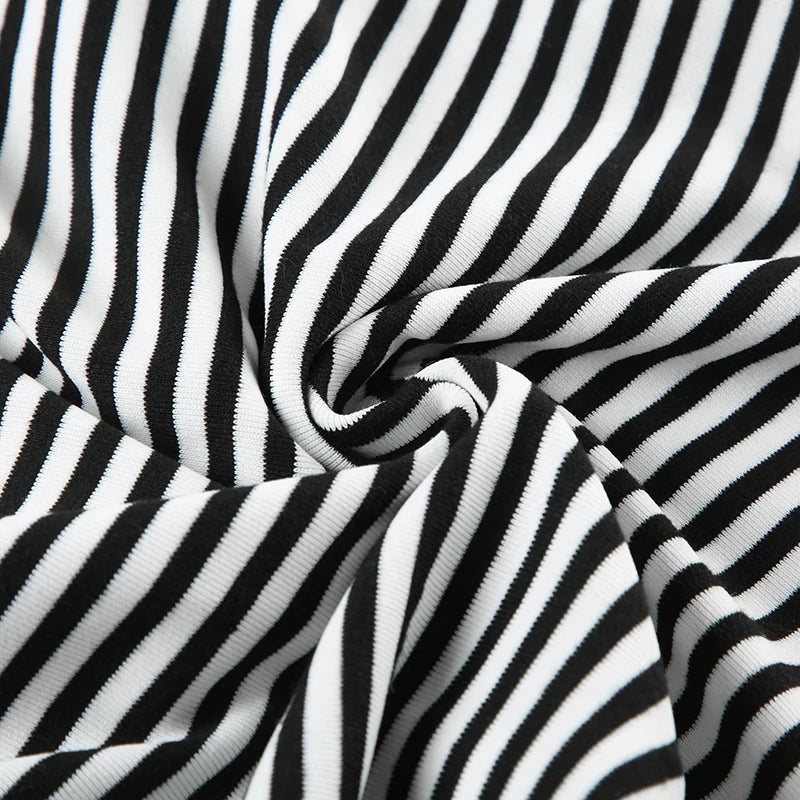 Cyflymder  Casual Patchwork Striped T Shirt Fake 2 Piece Basic Halter O-Neck Short Sleeve Tees Women 2025 Summer Fashion Streetwear