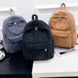 Cyflymder Corduroy Backpack Fashion Women School Backpack Pure Color Shoulder Bag Teenger Girl School Bags Female Mochila Bagpack Pack