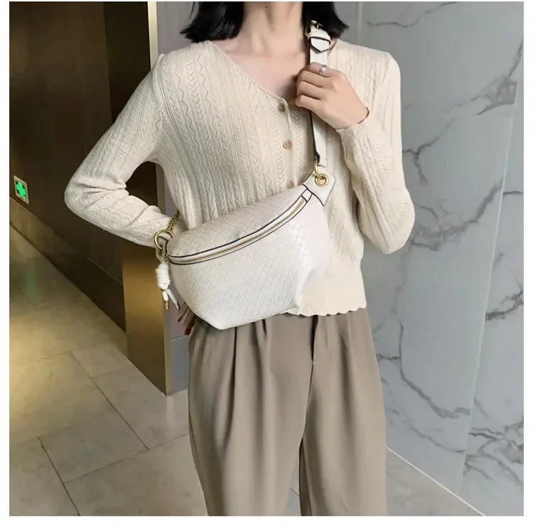 Cyflymder  Designer Chest Bags for Women Knitting Crossbody Bags Chains Ladies Chest Handbag Travel Bag Fashion Knitting Bag New