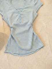 American Spice Girl Y2k Striped Strap Sling Tops Women New Design Vintage Fashion Slim T-shirt Aesthetic Retro Lovely Clothing