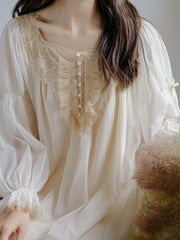 Cyflymder  Pure Cotton Ruffles Vintage Nightgowns Women Robe Nightie Long Dress Victorian Romantic Princess Sleepwear Nightdress Homewear