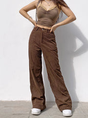 Cyflymder  Retro High-waist Casual Wide-leg Pants Women's Comfortable Loose Trousers Vintage High Waist Loose Fit Long Pants