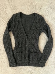 Cyflymder  Ladies' V-Neck Cardigan Fashionable Punk Slim Fit Y2K Dark Gray With Pocket Button Up Jacket Street High Street Hip-Hop