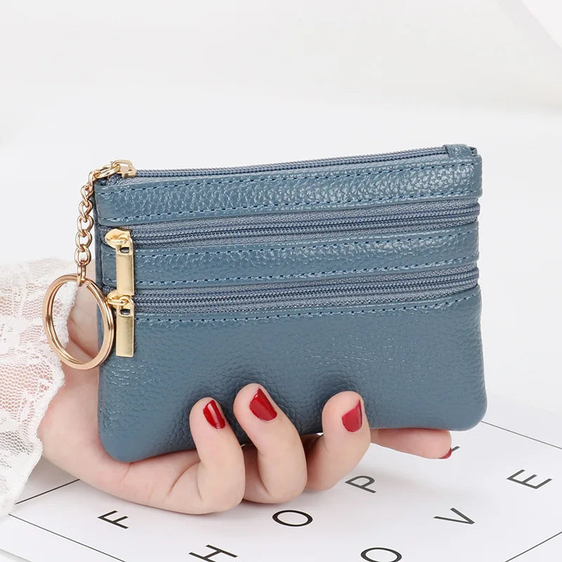 Cyflymder Fashion Women Wallet Clutch Three Zip Female Short Small Coin Purse New Brand Design Soft Mini Card Holder Wallet Money Bag