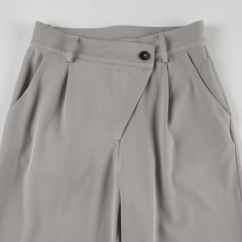 Cyflymder  Casual Solid Straight Suit Pants Basic High Waisted Wide Leg Pants Women Autumn Spring Fashion Streetwear Ladies