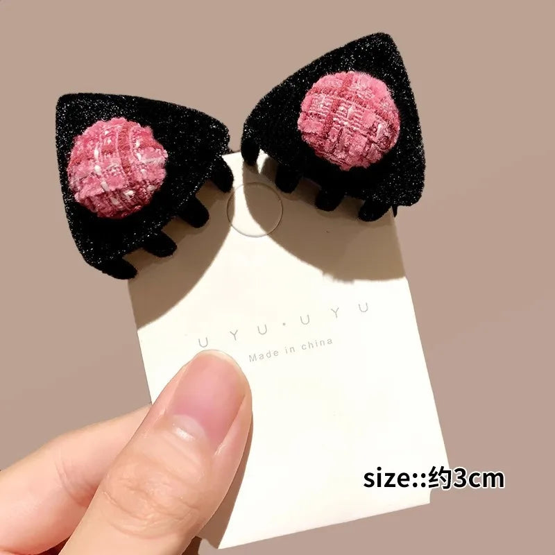 Cyflymder 2pcs Velvet Heart Hair Side Clips Claw Hairpin Sweet Bangs Barrettes Women Girls Hair Styling Headwear Hair Accessories Ornement