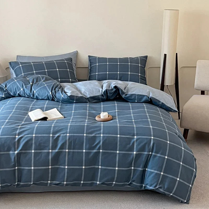 Cyflymder  Fashion Geometric Pattern Printed Fitted Sheet Style Bedclothes Cotton Soft Skin Friendly Bedding Set King Queen Bed Comfort Set