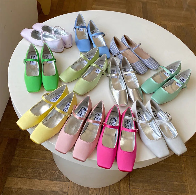 Cyflymder  Shoes Women's Heels Riband Casual Female Sneakers Modis Square Toe Oxfords Flats On Heels Low Comfortable 2025 Grandma Retro Lea