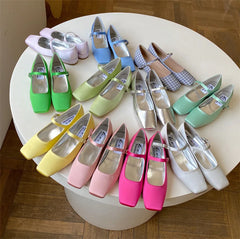 Cyflymder  Shoes Women's Heels Riband Casual Female Sneakers Modis Square Toe Oxfords Flats On Heels Low Comfortable 2025 Grandma Retro Lea