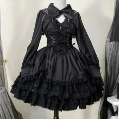 Cyflymder DRESS TO IMPRESS Japanese Victorian Gothic Lolita Dress Women Punk Style Sweet Lace Bow Eveing Party Dresses Harajuku Y2k Cosplay Princess Dress