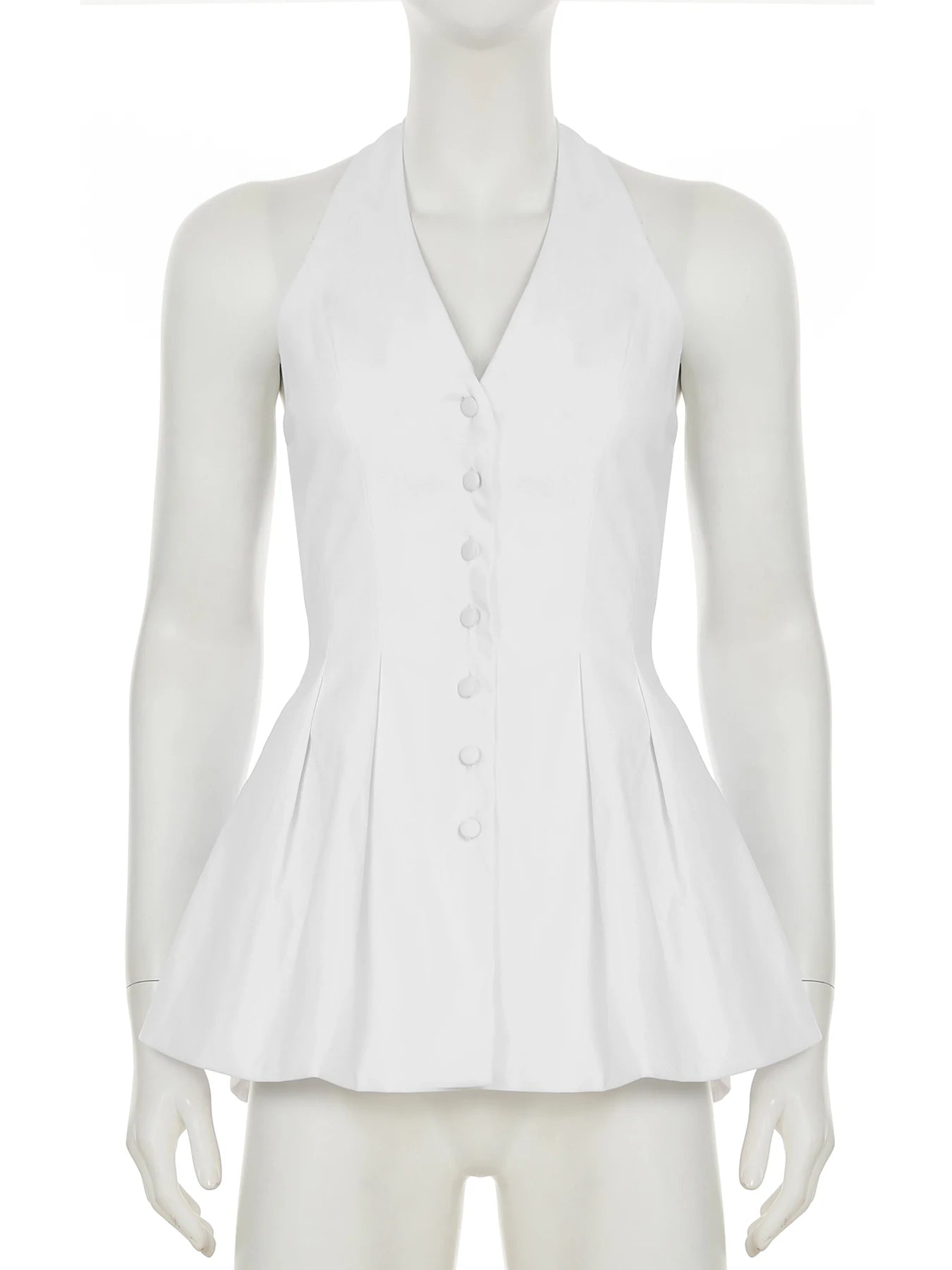 Cyflymder  Holiday Backless A-Line Halter Tops Elegant Slim V-Neck Sleeveless Tank Tops Women 2025 Summer Fashion Streetwear Ladies