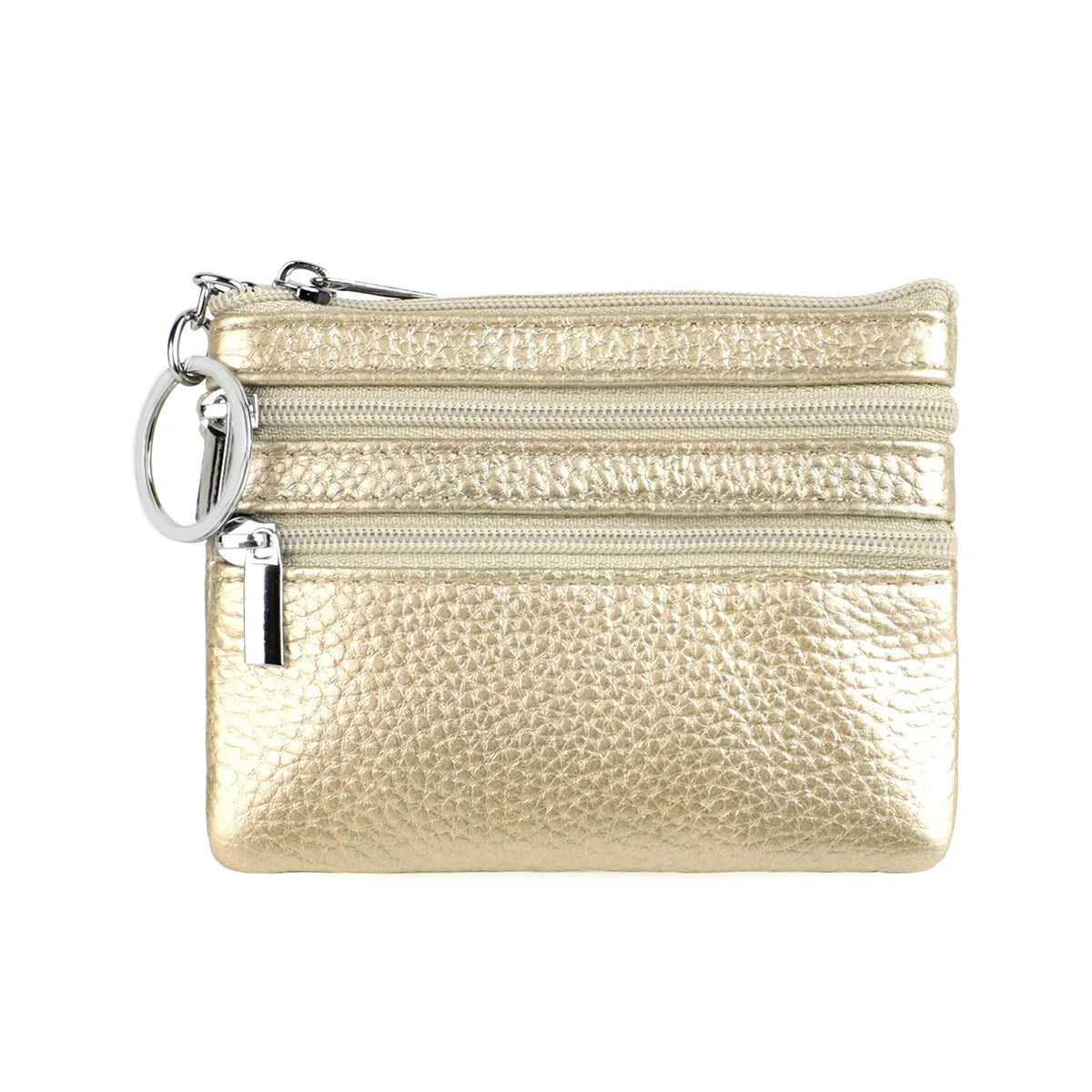 Cyflymder  Fashion Women Genuine Leather Coin Purse Small Zipper Card Holder Mini Pouch Change Wallet with Keychain