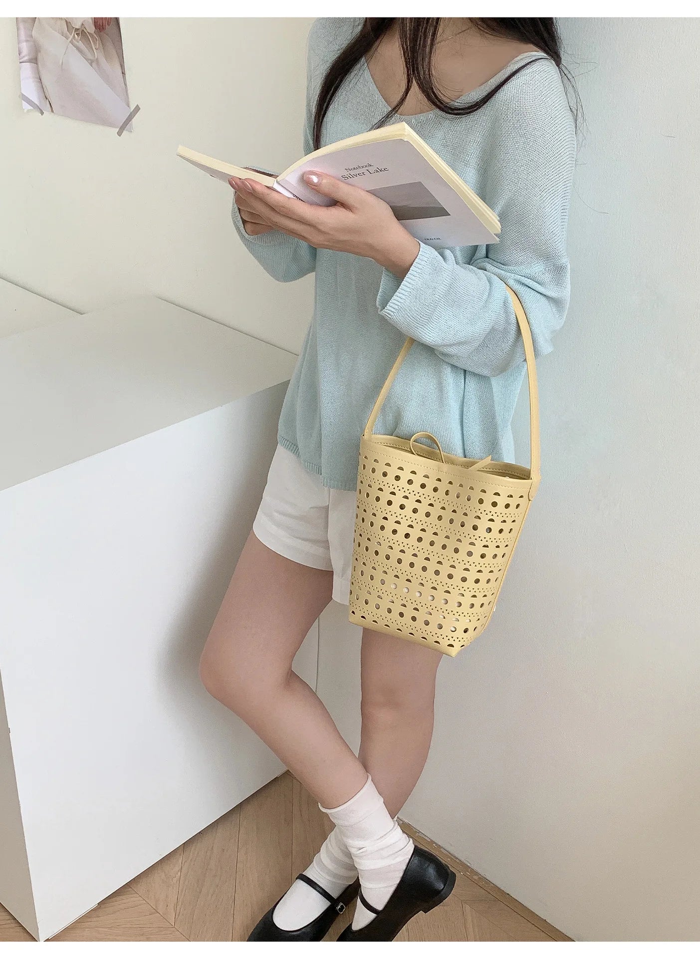 Cyflymder  Hollow Bucket bag for women handbag small Famous Brands PU leather female shoulder bag Ladies Totes Bag bolsa feminina