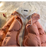 Cyflymder Korean fashion Version Winter Leisure Cotton Clothes Women Y2K Multi-functional Fake Two Pocket Zipper Down Jacket Thick Coat