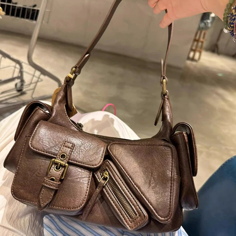 Cyflymder  Vintage Y2k Aesthetic Zipper Pockets Underarm Bag Punk Cool Women Trendy Handbags Luxury Design Streetwear Female Shoulder Bags