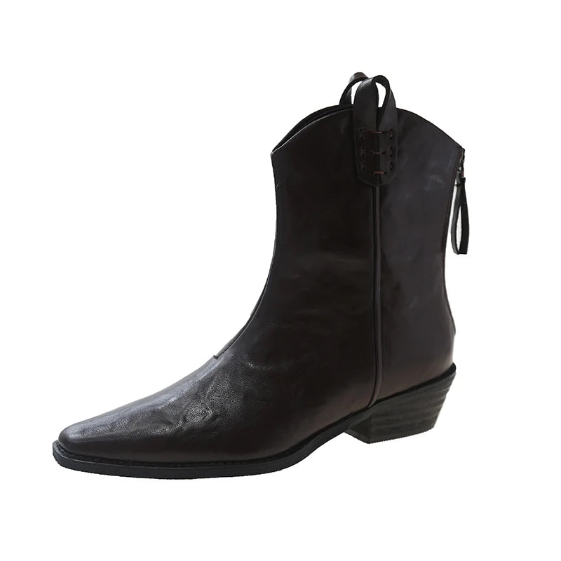 Cyflymder  Autumn Vintage Women Chelsea Boots Fashion Slip On Shoes Ladies Elegant Thick Heel Mordern Short Booties